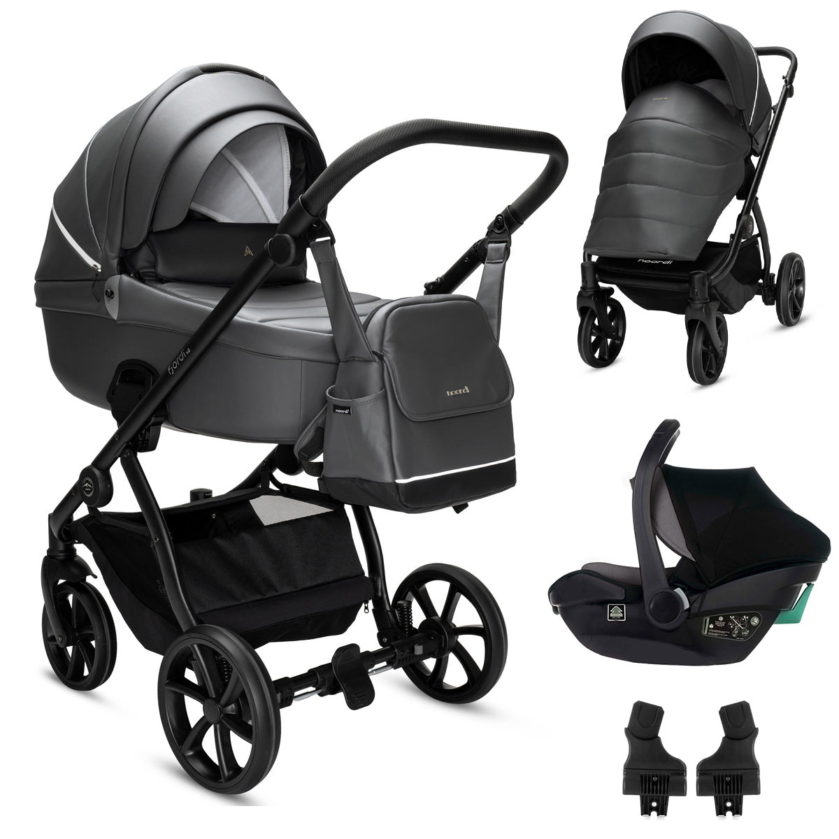 Noordi Fjordi V2 Leather 3in1 with Travel Carrier Car Seat - Shadow Grey (OPEN BOX)