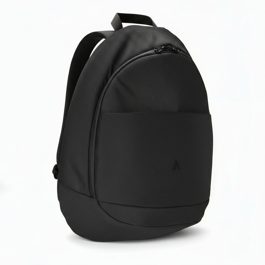 Green backpack on a white background