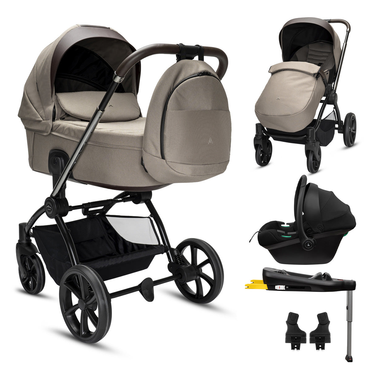 Noordi Sole V3 - 3in1 Travel System with ThermoCot Carrycot + Terra i-Size Car Seat, Arctic Mink