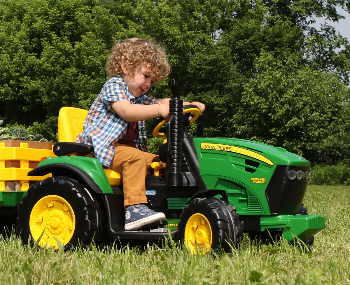 Peg Perego John Deere Ground Force 12V Tractor + Stake-side Trailer, 3+ years