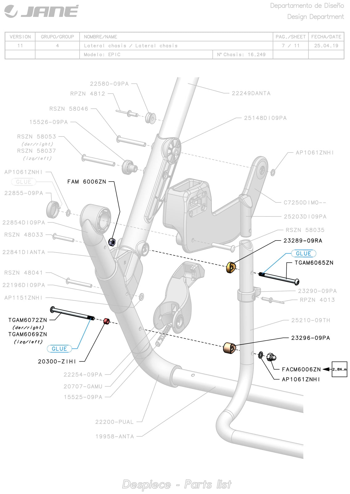 Jane Set of Replacement Folding Chassis Bolts