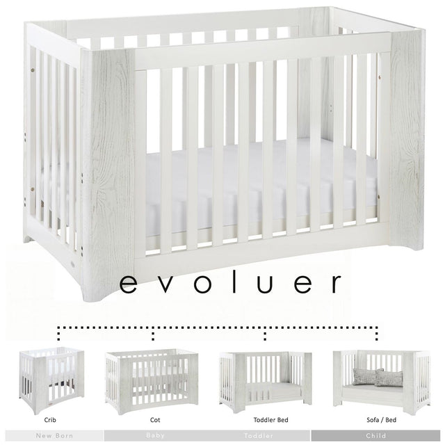 Cocoon Evoluer 4 in 1 Nursery Furniture System, White/Grey