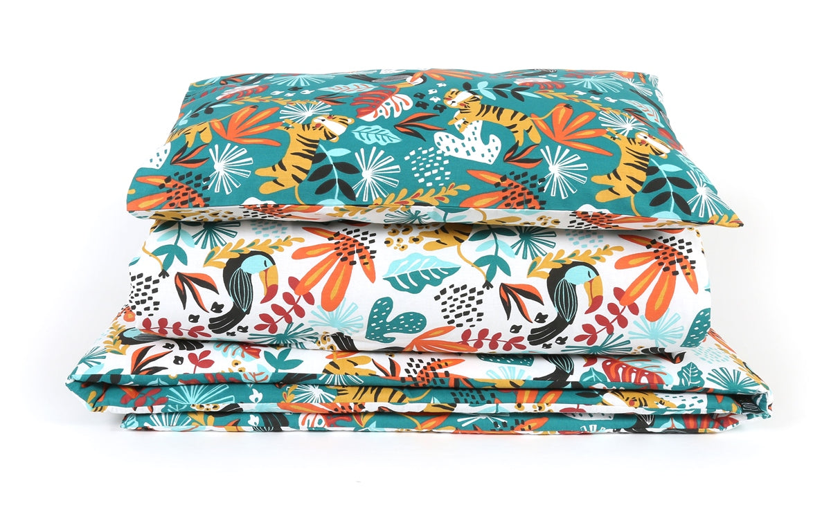 Forrest 3 Piece Reversible Baby Bedding Set, Rainforest