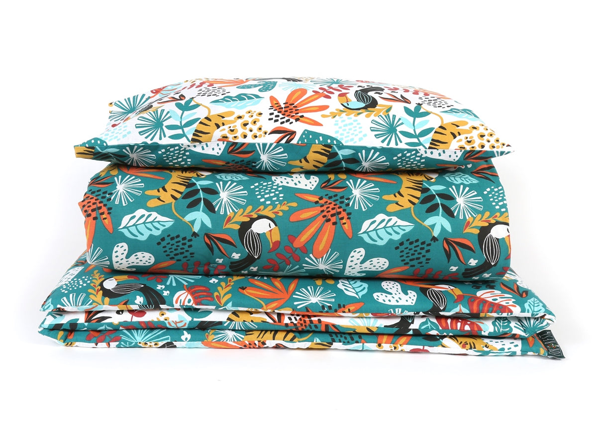 Forrest 3 Piece Reversible Baby Bedding Set, Rainforest