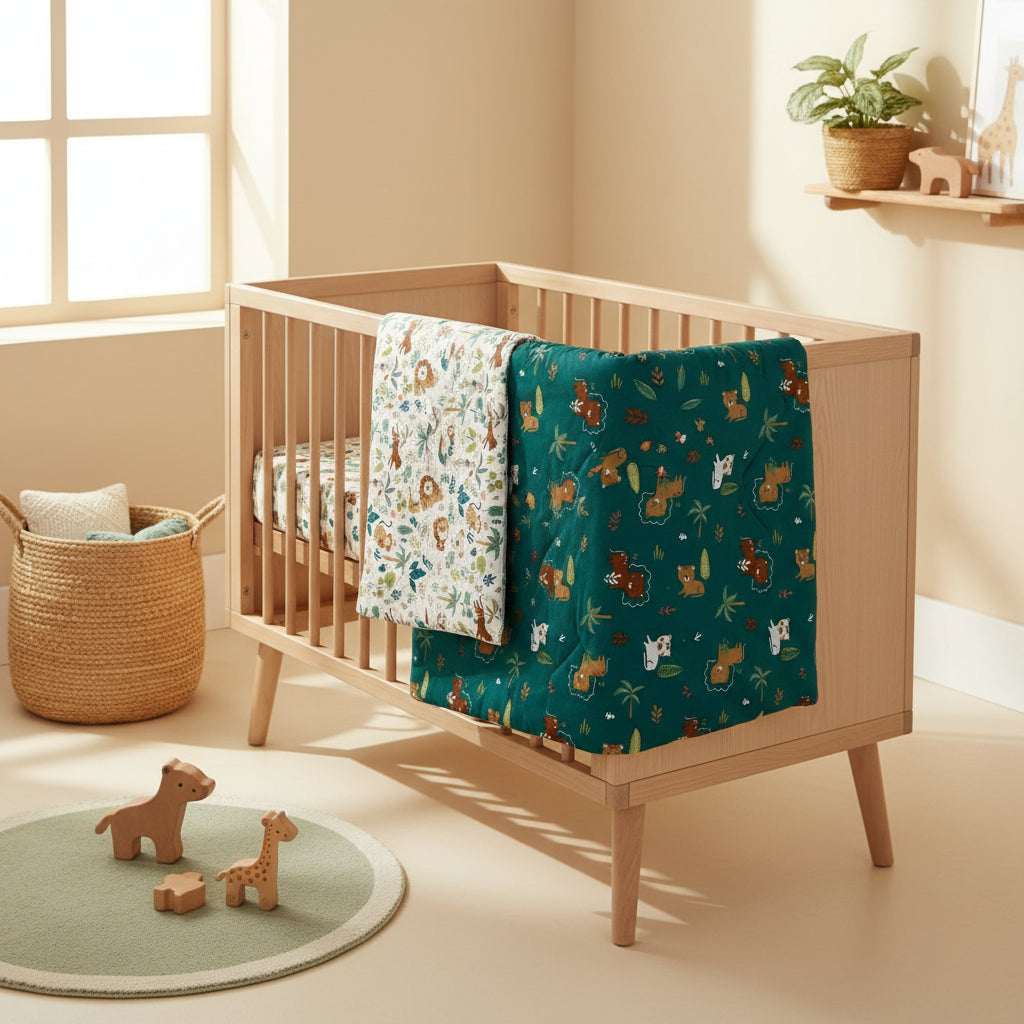 Forrest 3 Piece Reversible Baby Bedding Set, Jungle