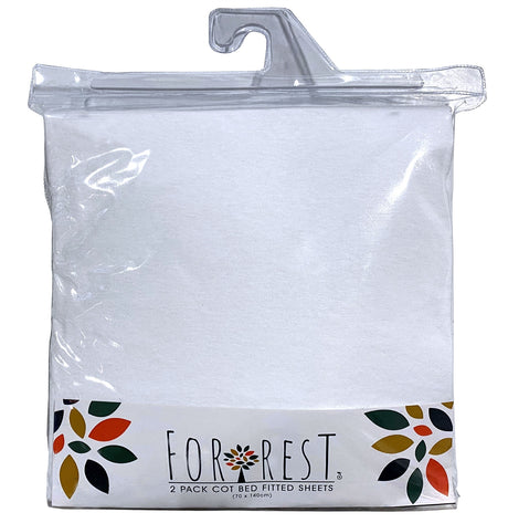 Forrest Cotton Fitted Sheets, Pack of 2, 140 x 70cm, White