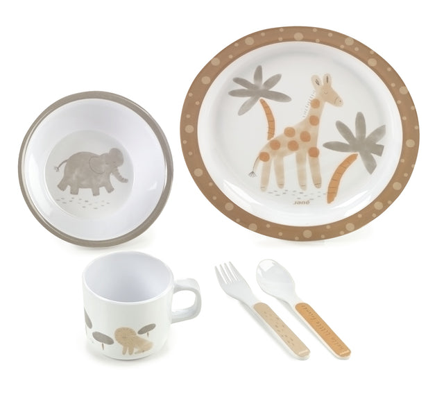 Jane 5-Piece Melamine Baby Crockery Set, Wild Animal