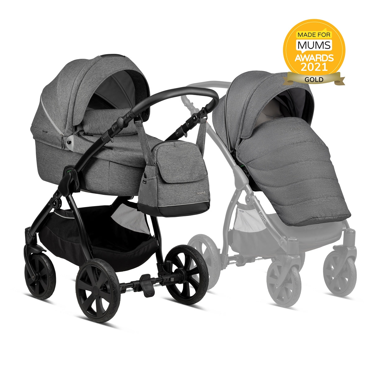 Noordi Noordi Fjordi 3in1 Travel System & Nursery Bundle, Dark Grey