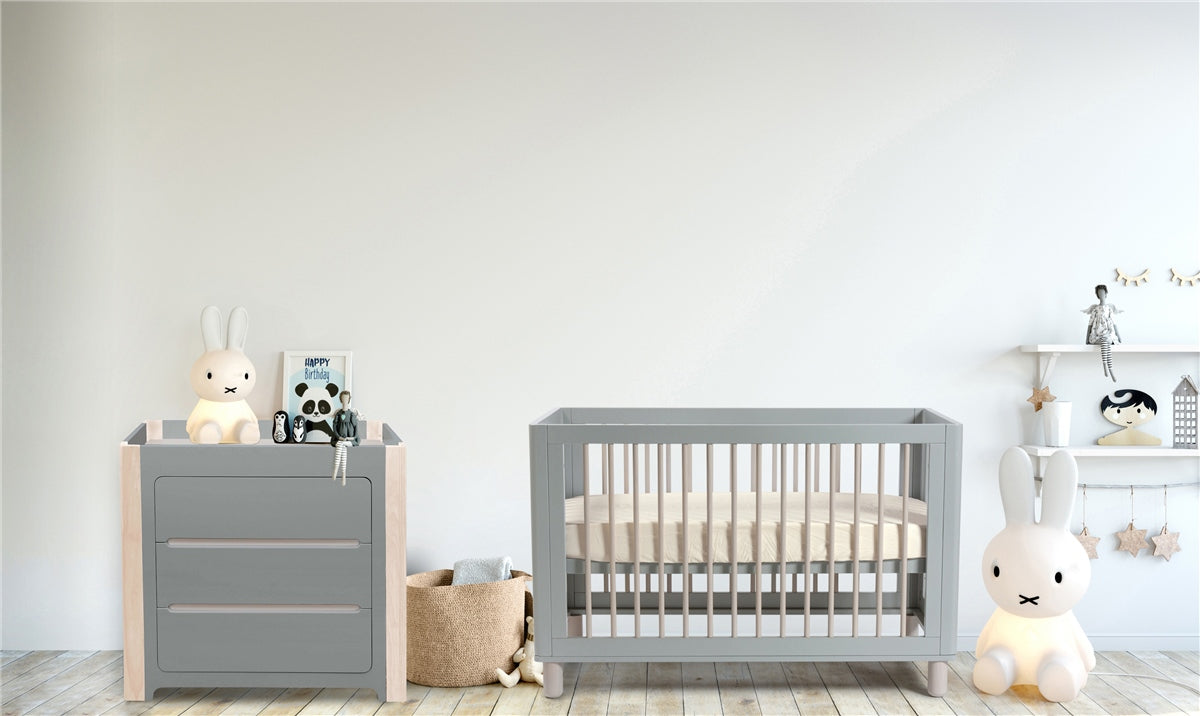 Cocoon Evoke 4in1 Cot bed + Dresser + Mattresses, Dove Grey