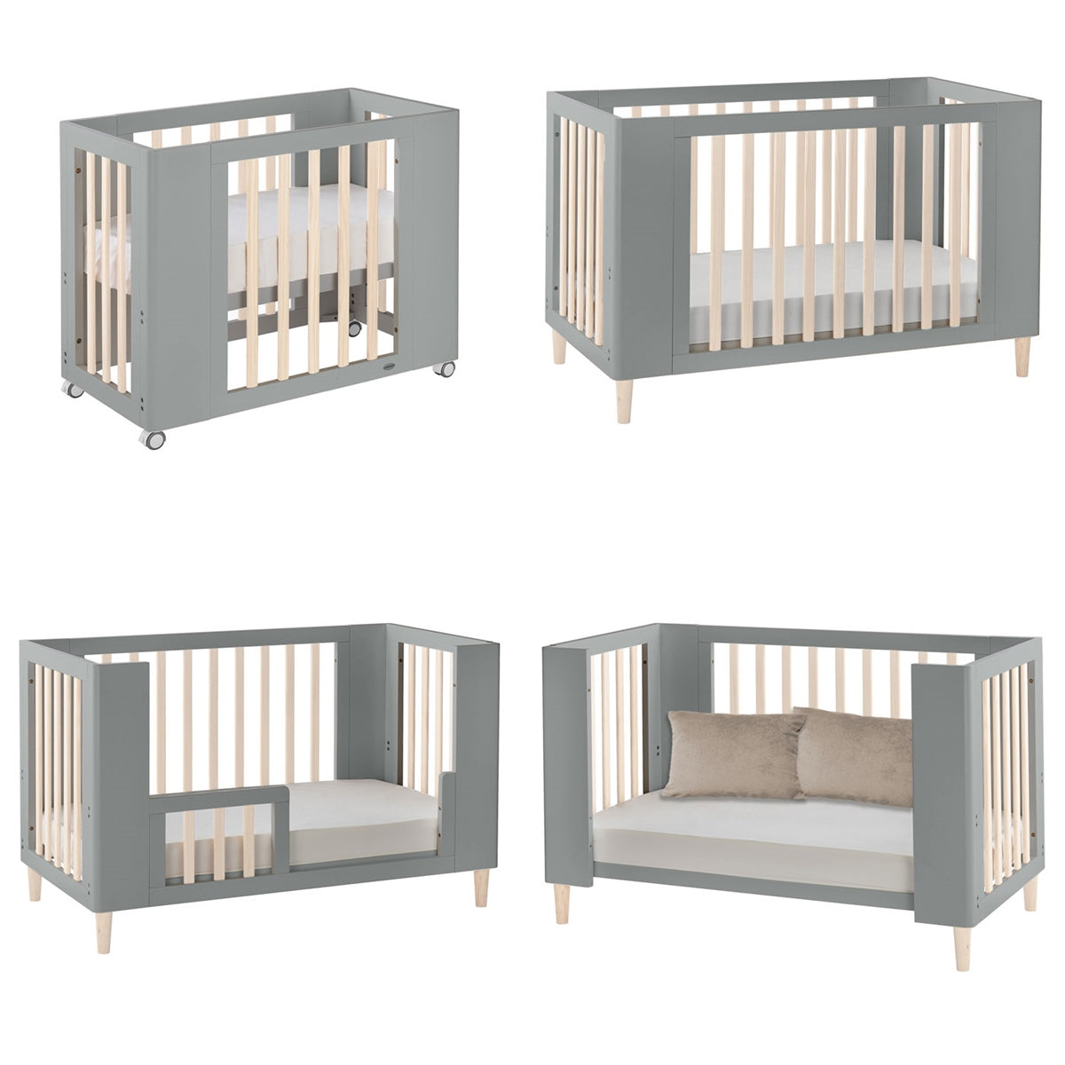 Cocoon Evoke 4in1 Cot bed + Dresser + Mattresses, Dove Grey