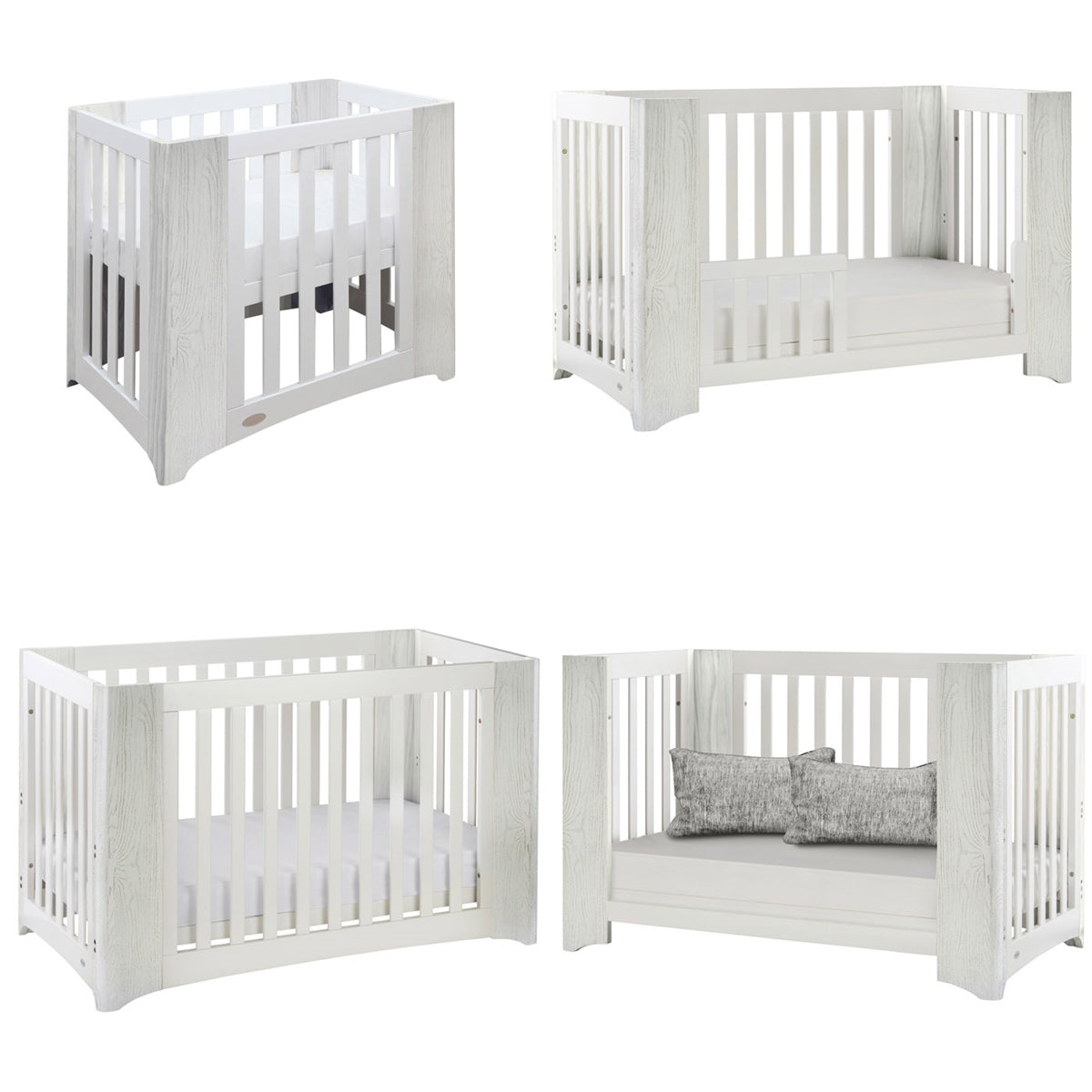 Cocoon Evoluer 4in1 Cot bed + Dresser + Mattresses, White / Grey