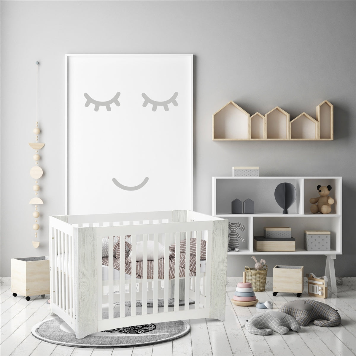 Cocoon Evoluer 4in1 Cot bed + Dresser + Mattresses, White / Grey