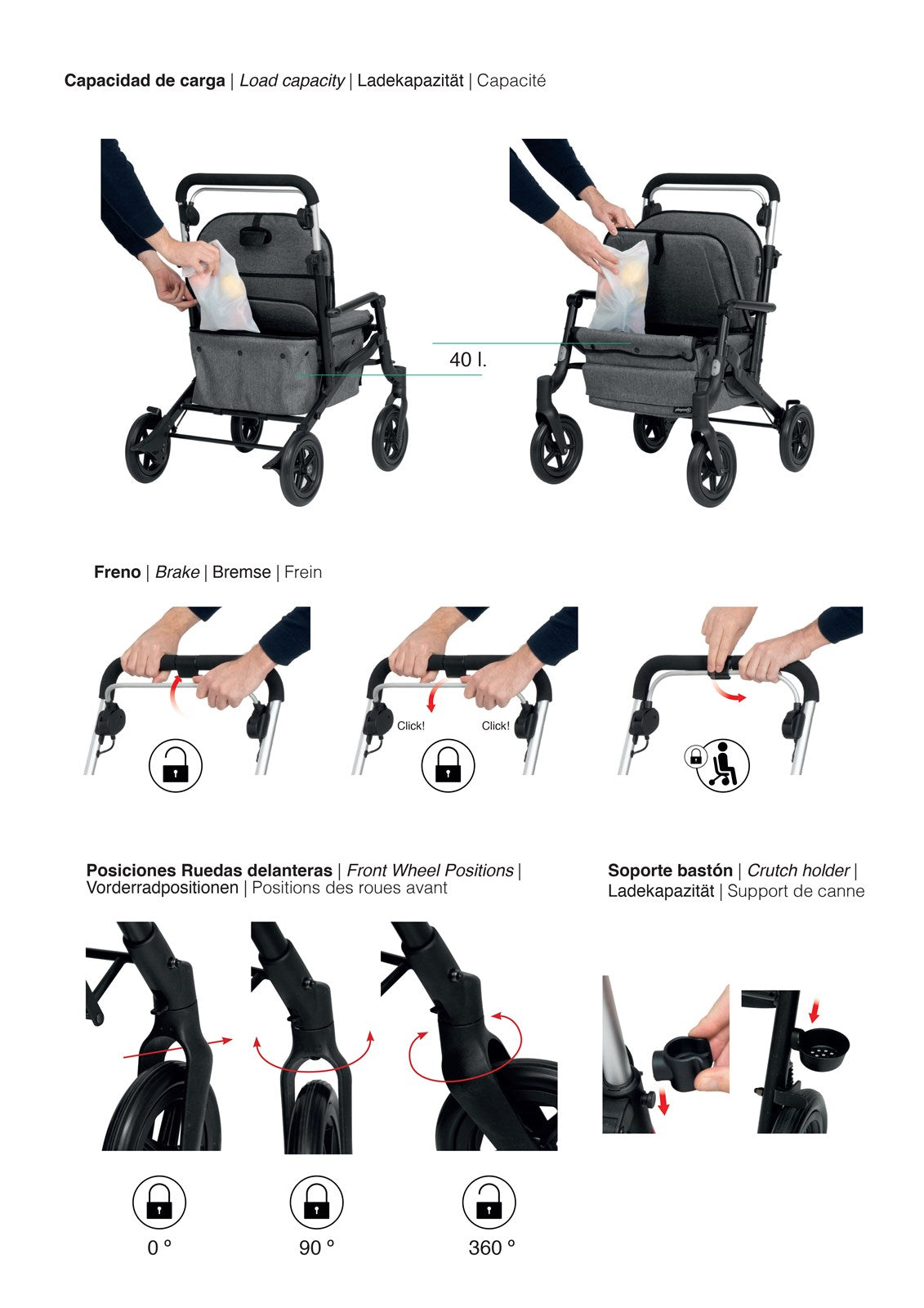 Playcare Care Lux Walking Aid with Cart & Seat