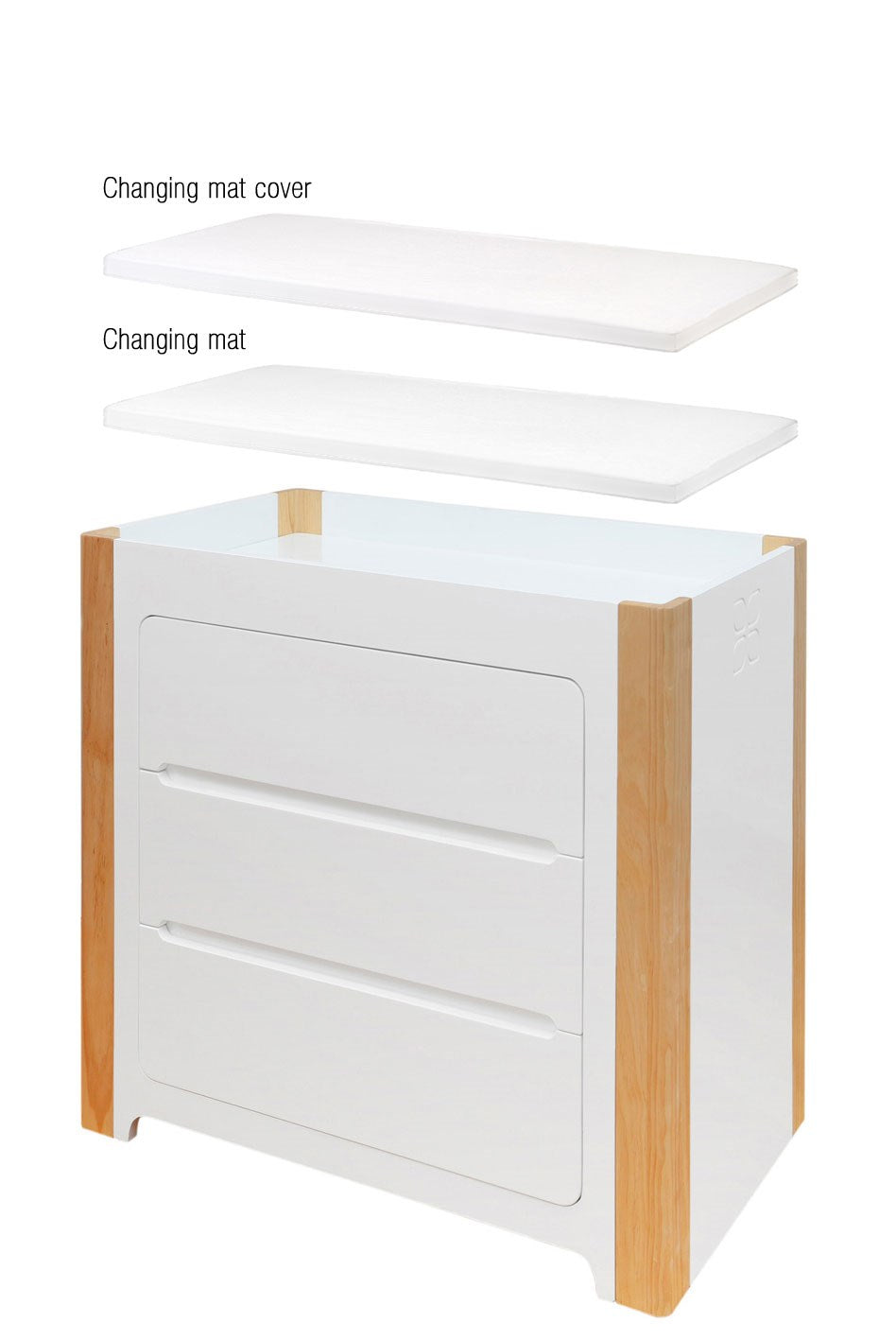Cocoon Change Area Dresser, White / Natural
