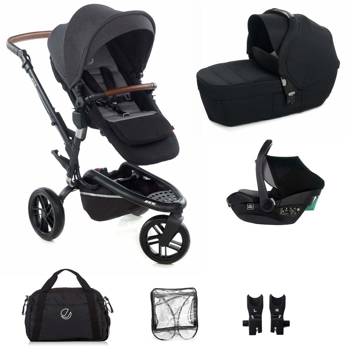 Jane Trider + Transporter + Travel Carrier Travel System, Cold Black