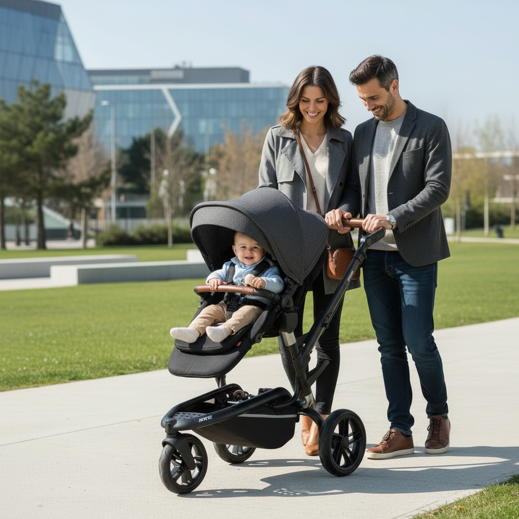 Jané Trider Travel System Bundle with Transporter Plus & Koos R1 i-Size Car Seat, Sand