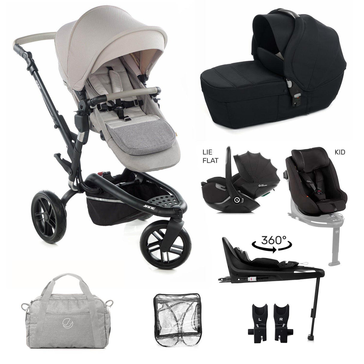 Jané Trider Lie-Flat 360 Family Car Seat Bundle
