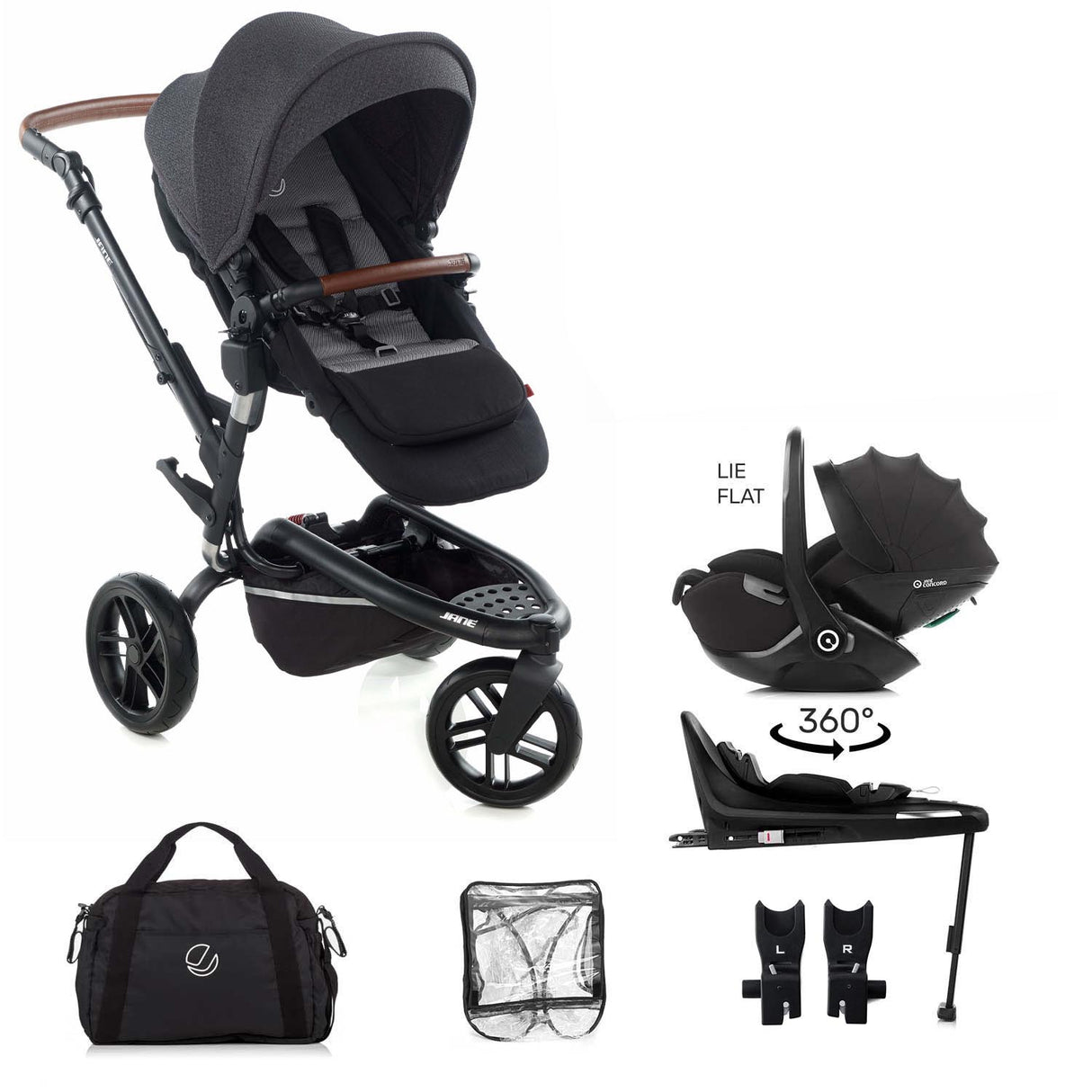 Jane Trider Lie-Flat 360 Baby Car Seat Bundle