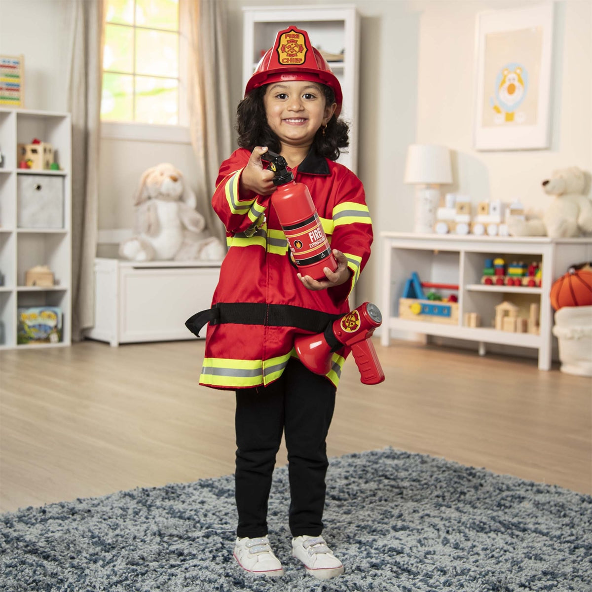 Melissa & Doug Fire Chief Costume Set − Dress Up & Role Play for Boys & Girls | With Extinguisher, Helmet, Badge, Bullhorn & Jacket | Age 3+