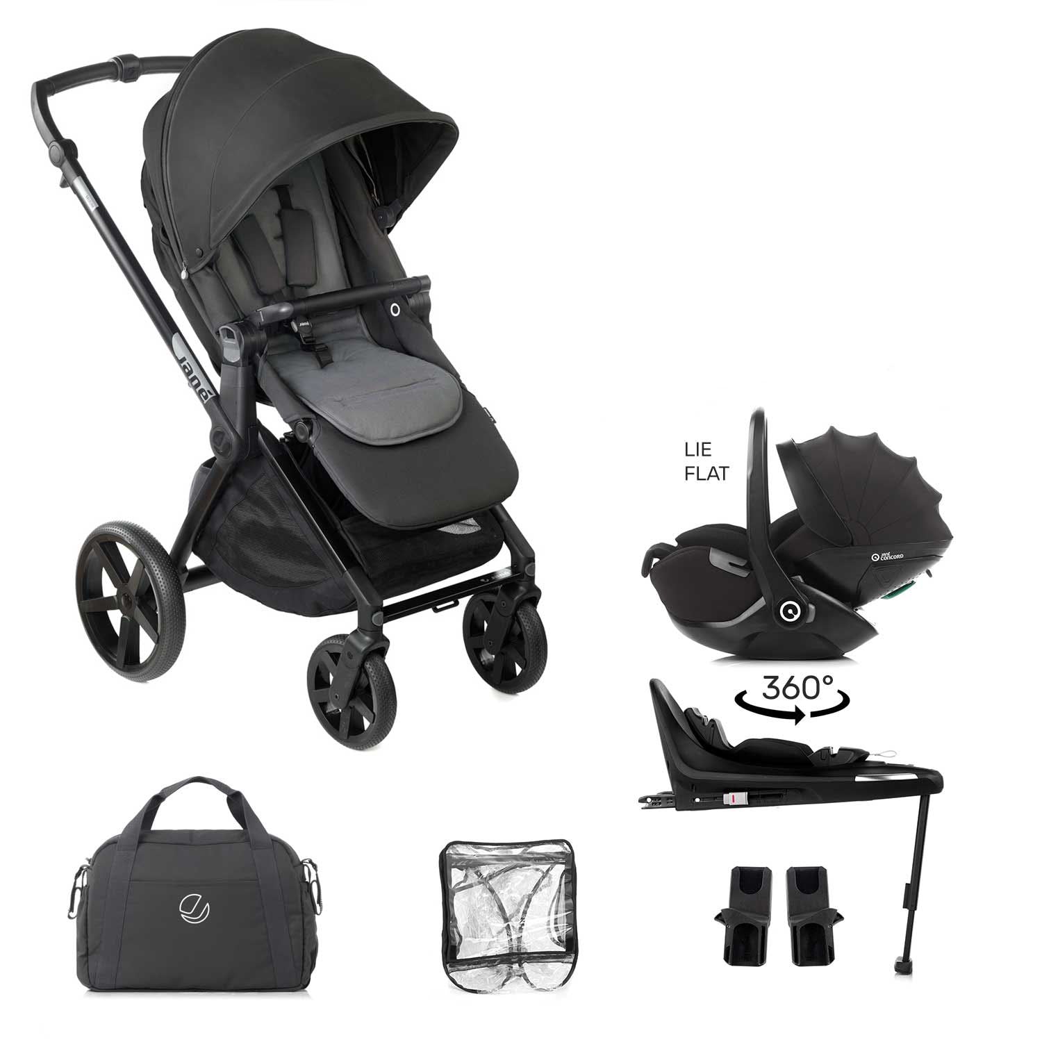 Jane Muum-4 Lie-Flat 360 Baby Car Seat Bundle