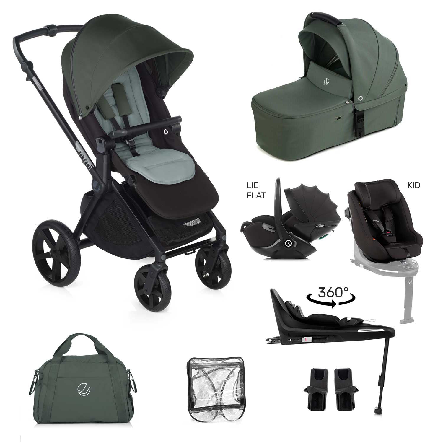 Jane Muum-4 Lie-Flat 360 Family Car Seat Bundle