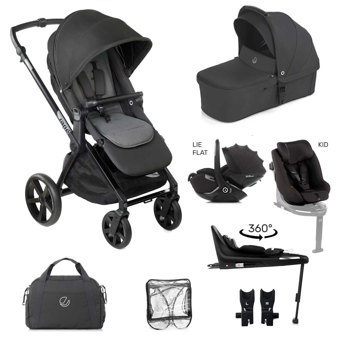 Jane Muum-4 Lie-Flat 360 Family Car Seat Bundle