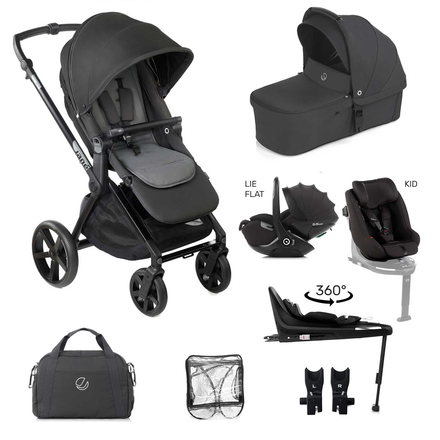 Jane Muum-4 Lie-Flat 360 Family Car Seat Bundle