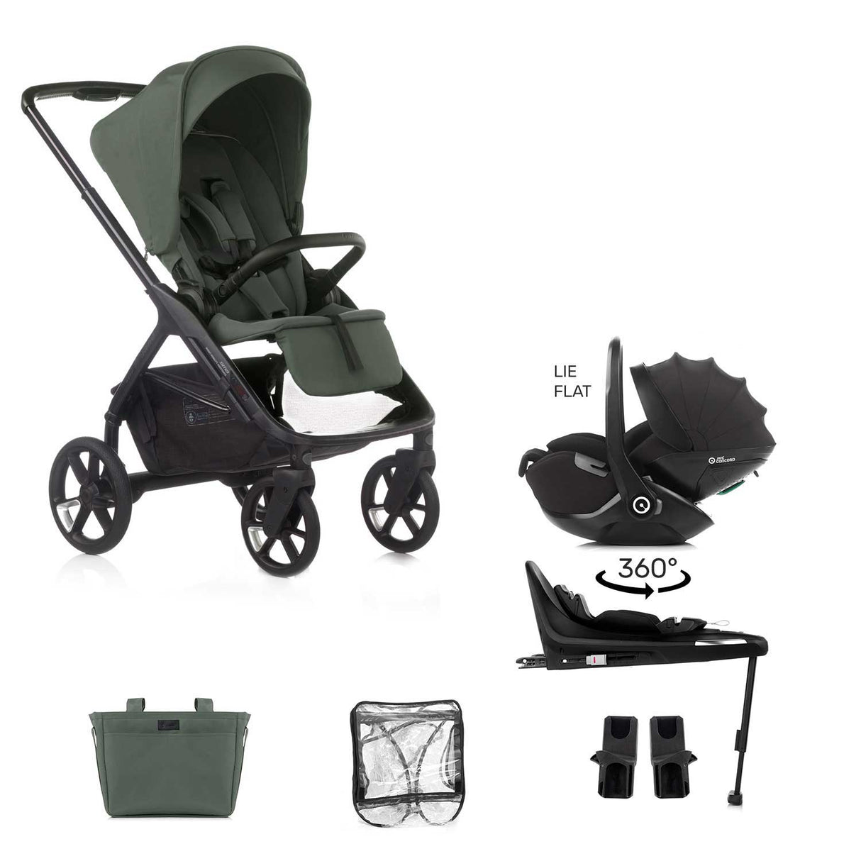 Jane Keep Pushchair + Kombibaby Lie-Flat 360 Car Seat Travel System