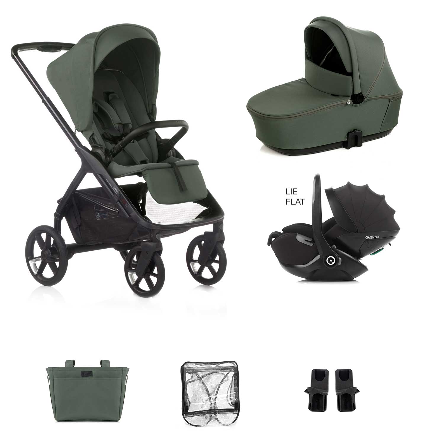 Jane Keep 3in1 + Sleep Carrycot + Kombibaby Lie-Flat 360 Baby Car Seat Bundle