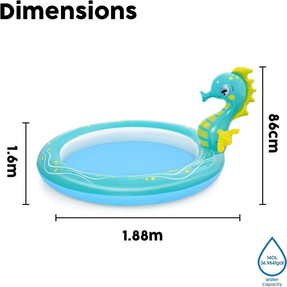 Bestway Seahorse Sprinkler Paddling Pool