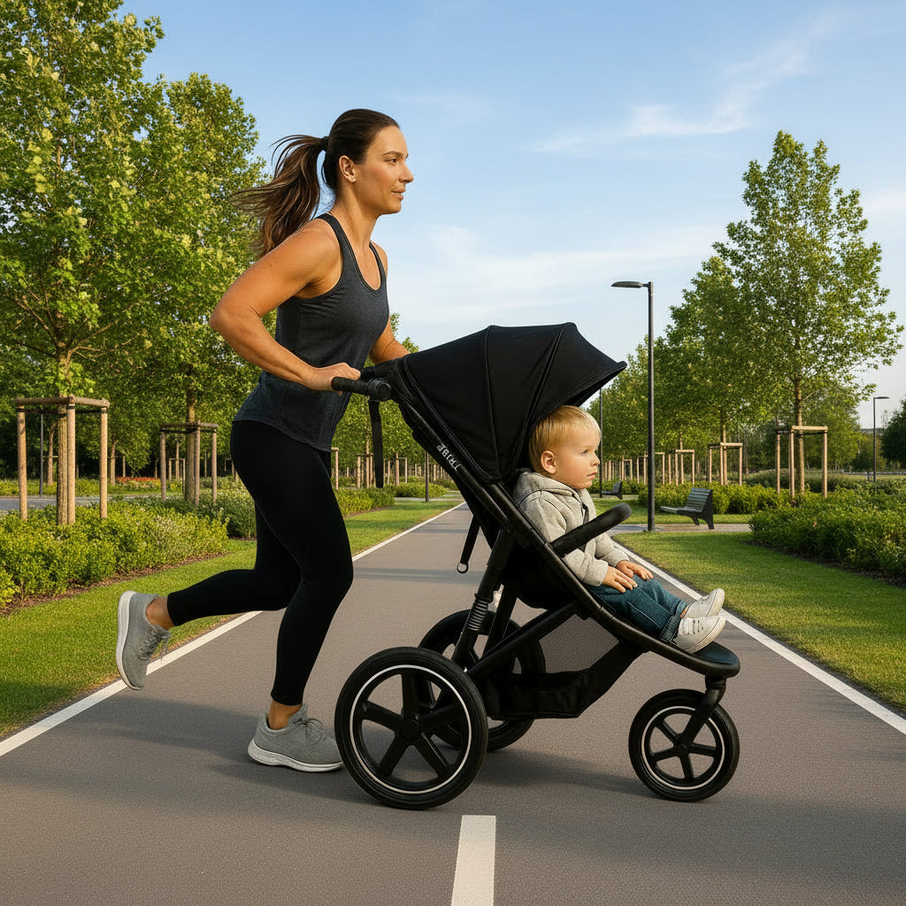 Tribe All-Terrain Jogger Buggy – Birth to 22kg with Extending Canopy, Black