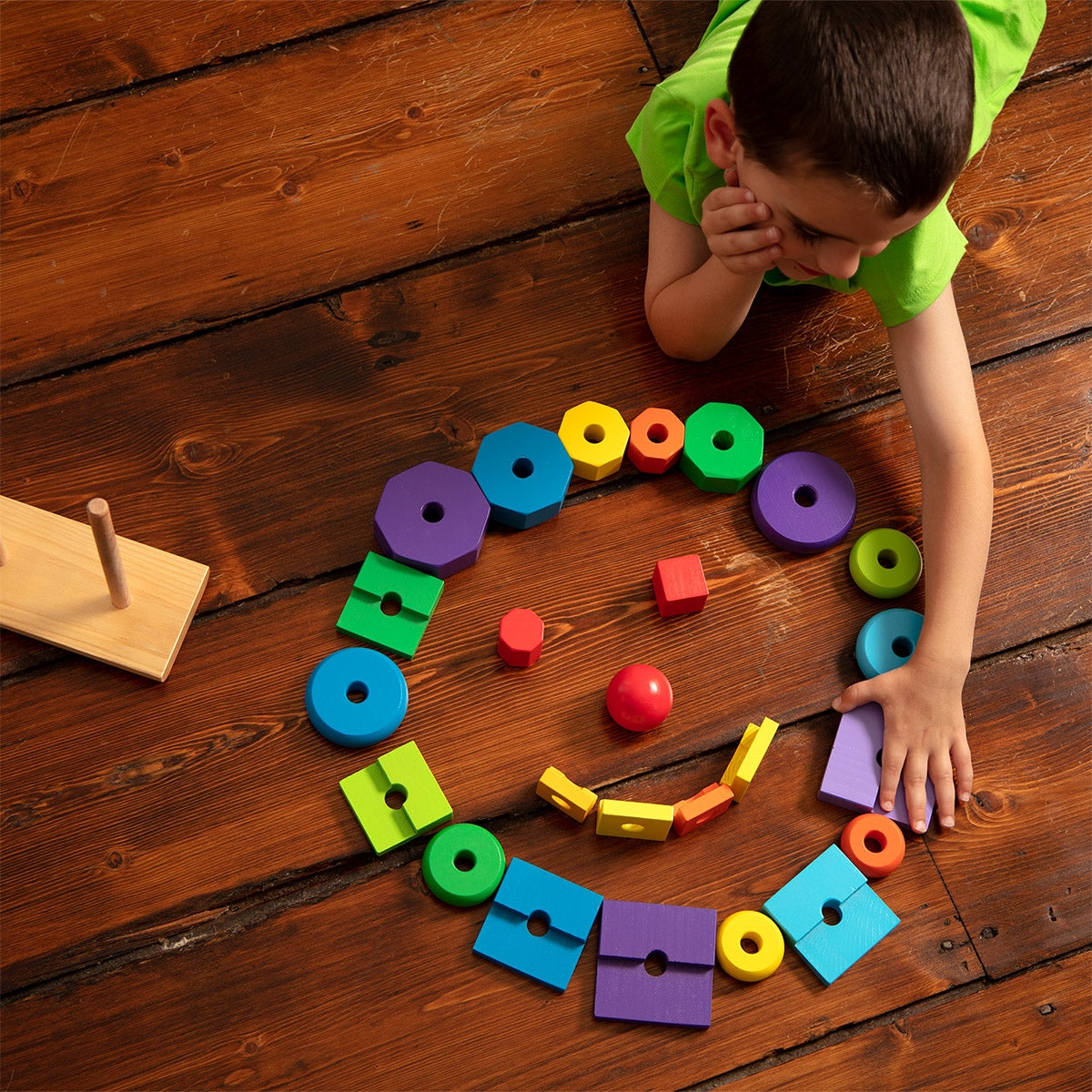 Melissa & Doug Geometric Shape Sorting Stacker Wooden Toddler Toy