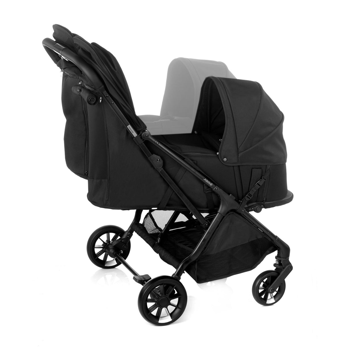 Twinside Twin Stroller + 1 Smart Carrycot, Coal