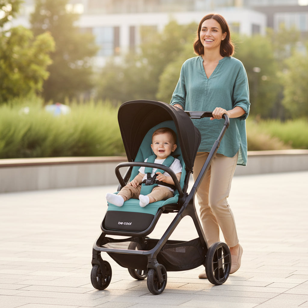 Be Cool Kombo Trio: Pushchair + Carrycot + i-Size Travel Baby Carrier, Be Teal
