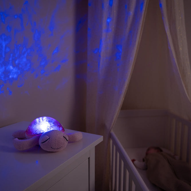 Cloud B Rechargeable Tranquil Turtle Night Light with Ocean Projection & Cry Sensor, Pink