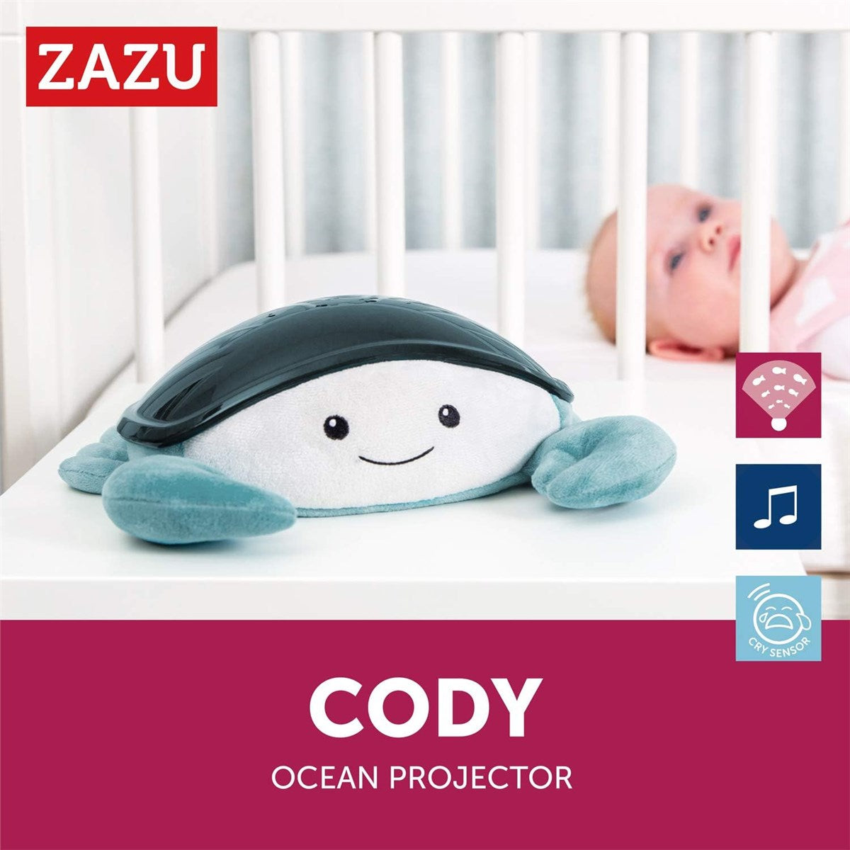 Zazu Cody The Crab - Ocean Projector with Moving Projection and Soothing Melodies