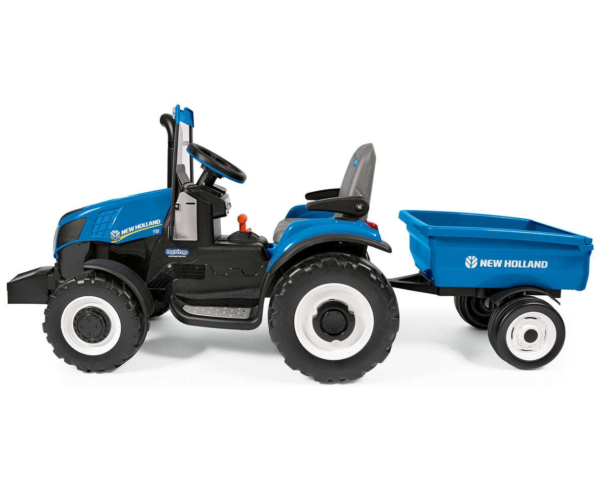 Peg Perego New Holland T8 12V Electric Tractor with Trailer, 3+ years