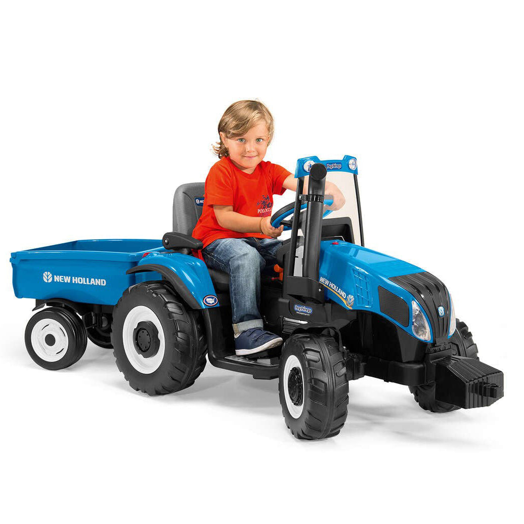 Peg Perego New Holland T8 12V Electric Tractor with Trailer, 3+ years