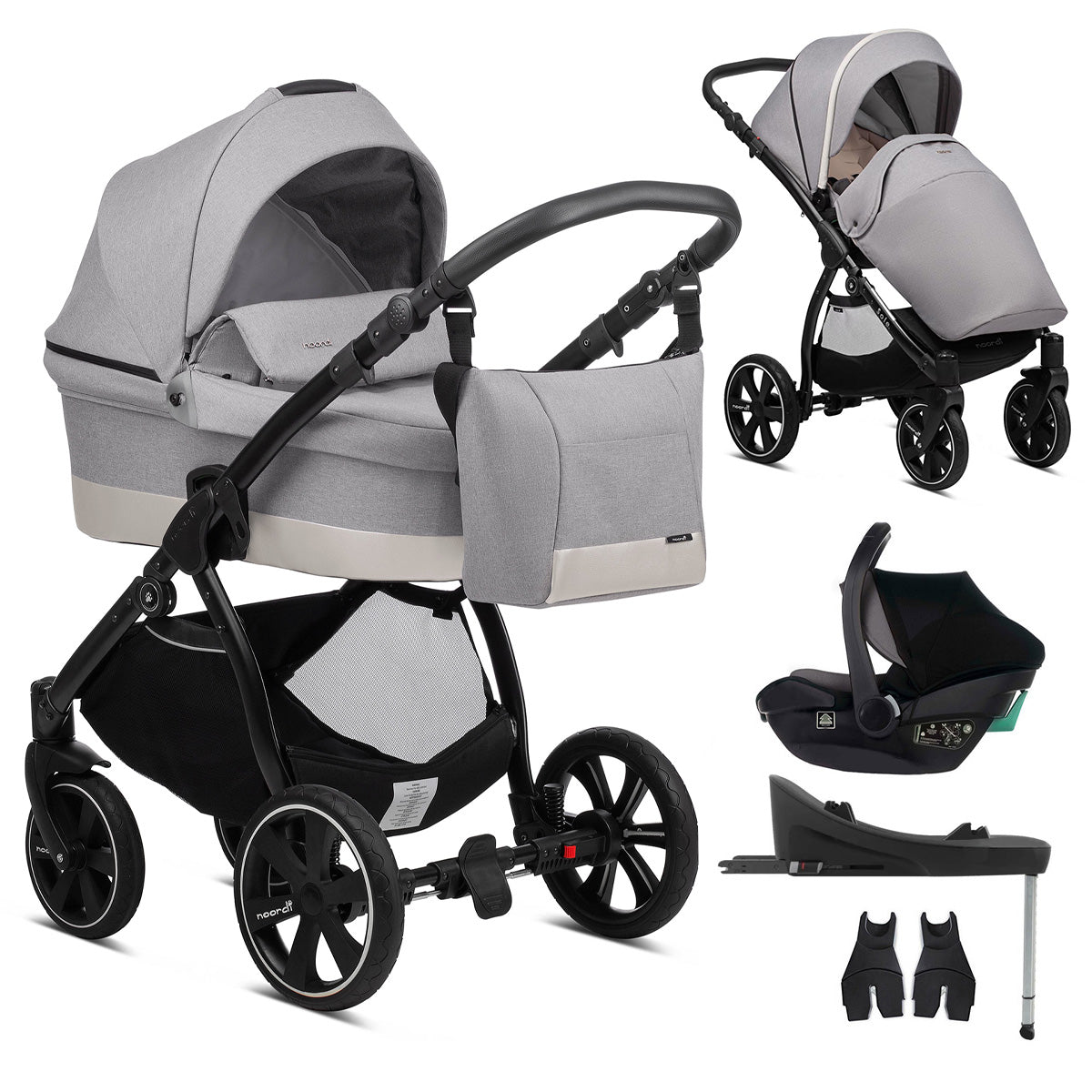 Noordi Sole Go 3in1 + Travel Carrier Car Seat, Warm Grey