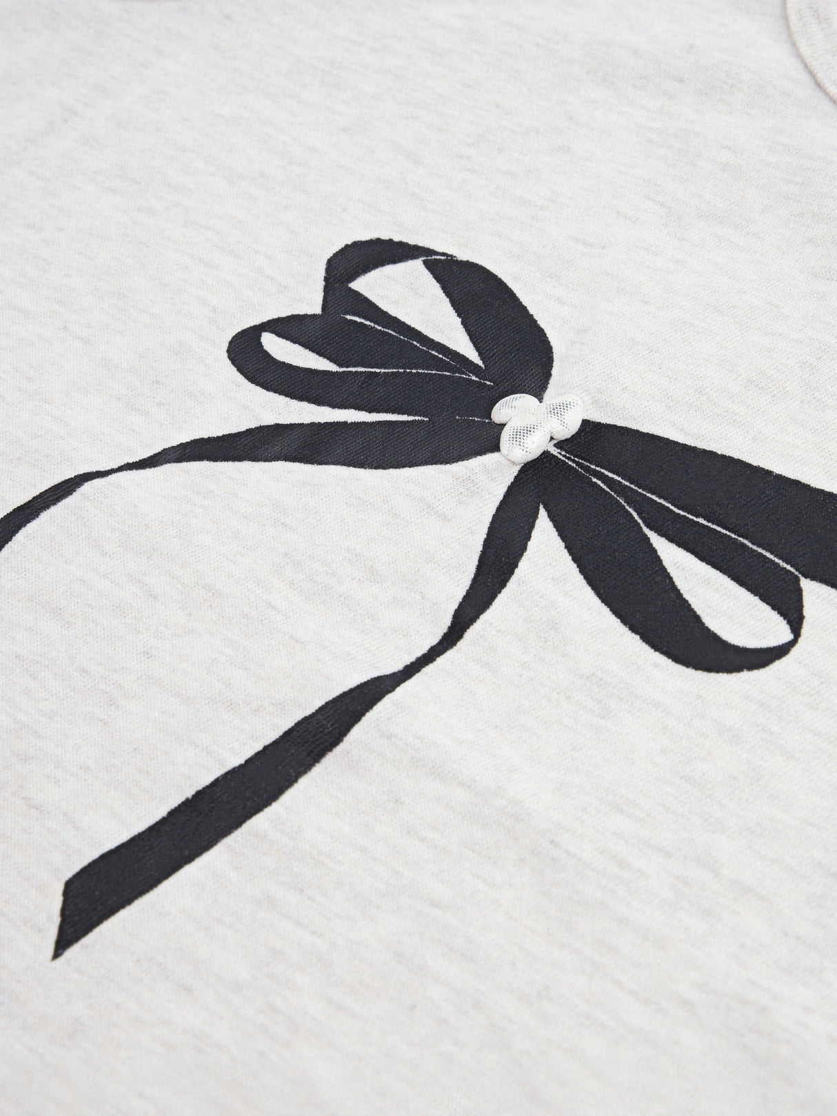 Abercrombie & Fitch Girls Pearl Bow Ruched T-Shirt in Grey