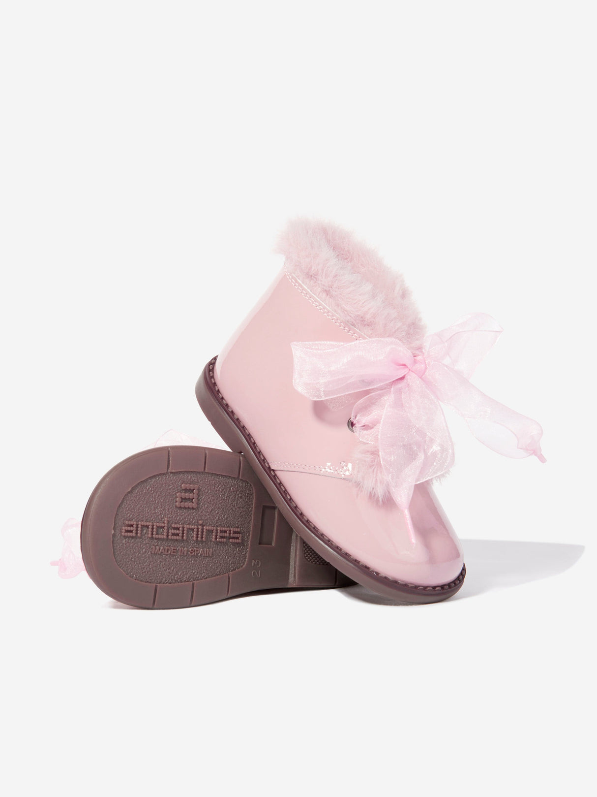 Andanines Girls Patent Leather Boots in Pink
