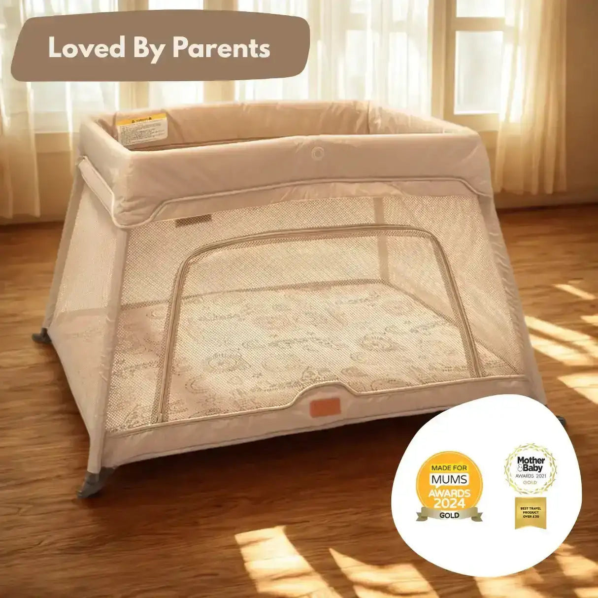 Airpod 3 Travel Cot Includes Newborn Bassinet Insert - Beige