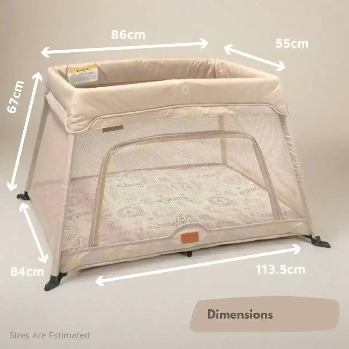 Airpod 3 Travel Cot Includes Newborn Bassinet Insert - Beige