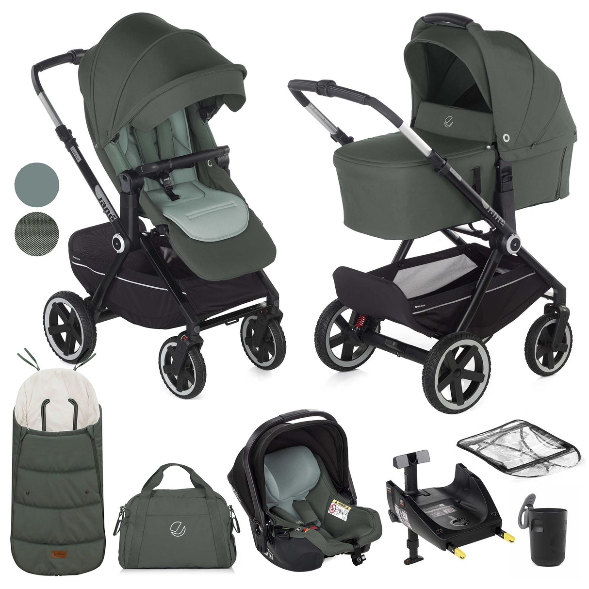 Jane Crosslight-3 + Sweet + Koos iSize, 10 Piece Travel System Bundle