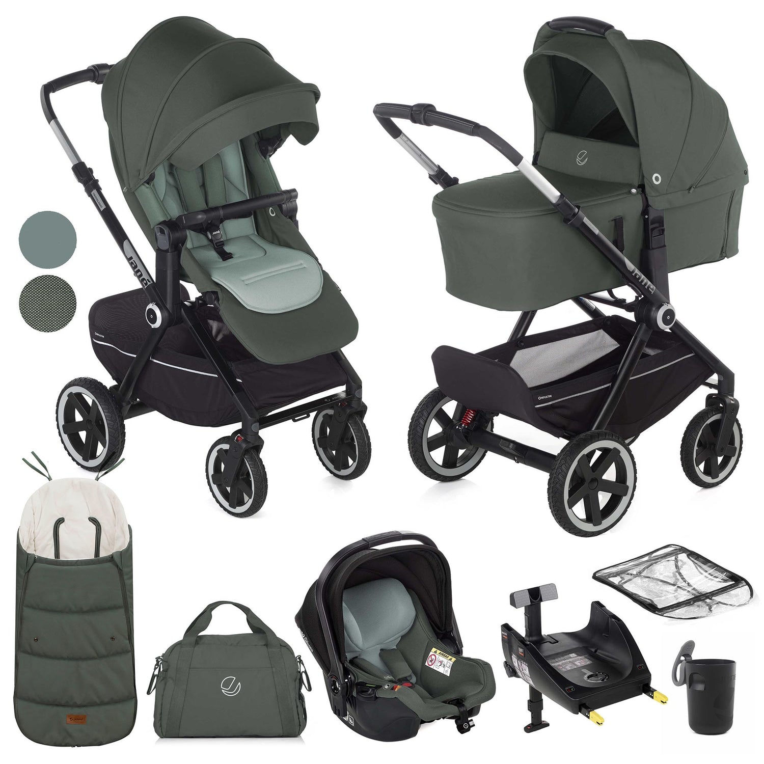 Jane Crosslight-3 + Sweet + Koos iSize, 10 Piece Travel System Bundle