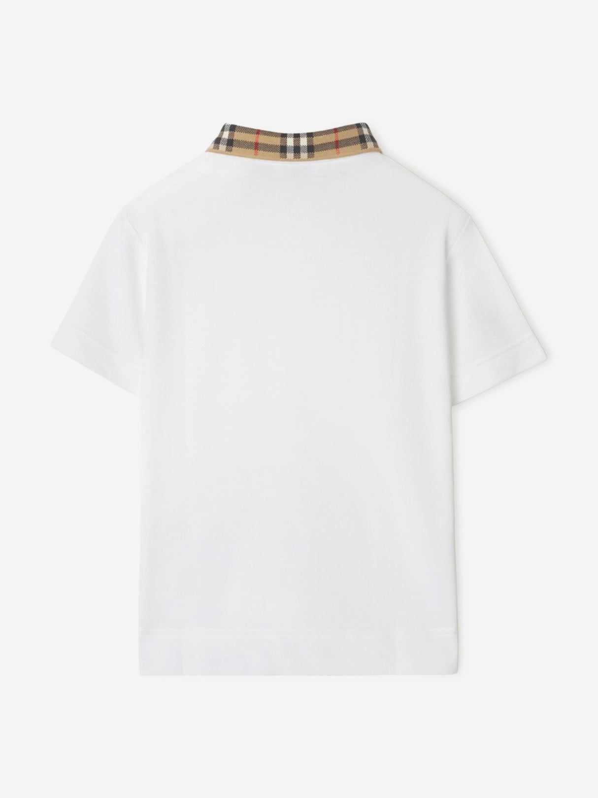 Burberry Boys Johane Check Collar Polo Shirt in White