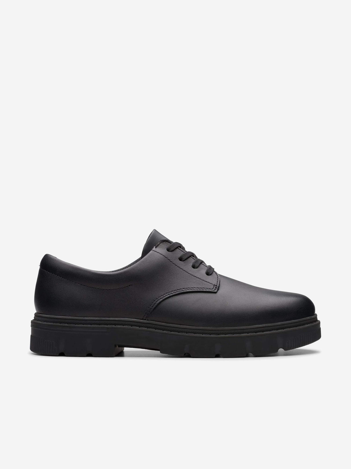 Clarks Boys Leather Lorcam Loop Shoes in Black (Wide Fit)