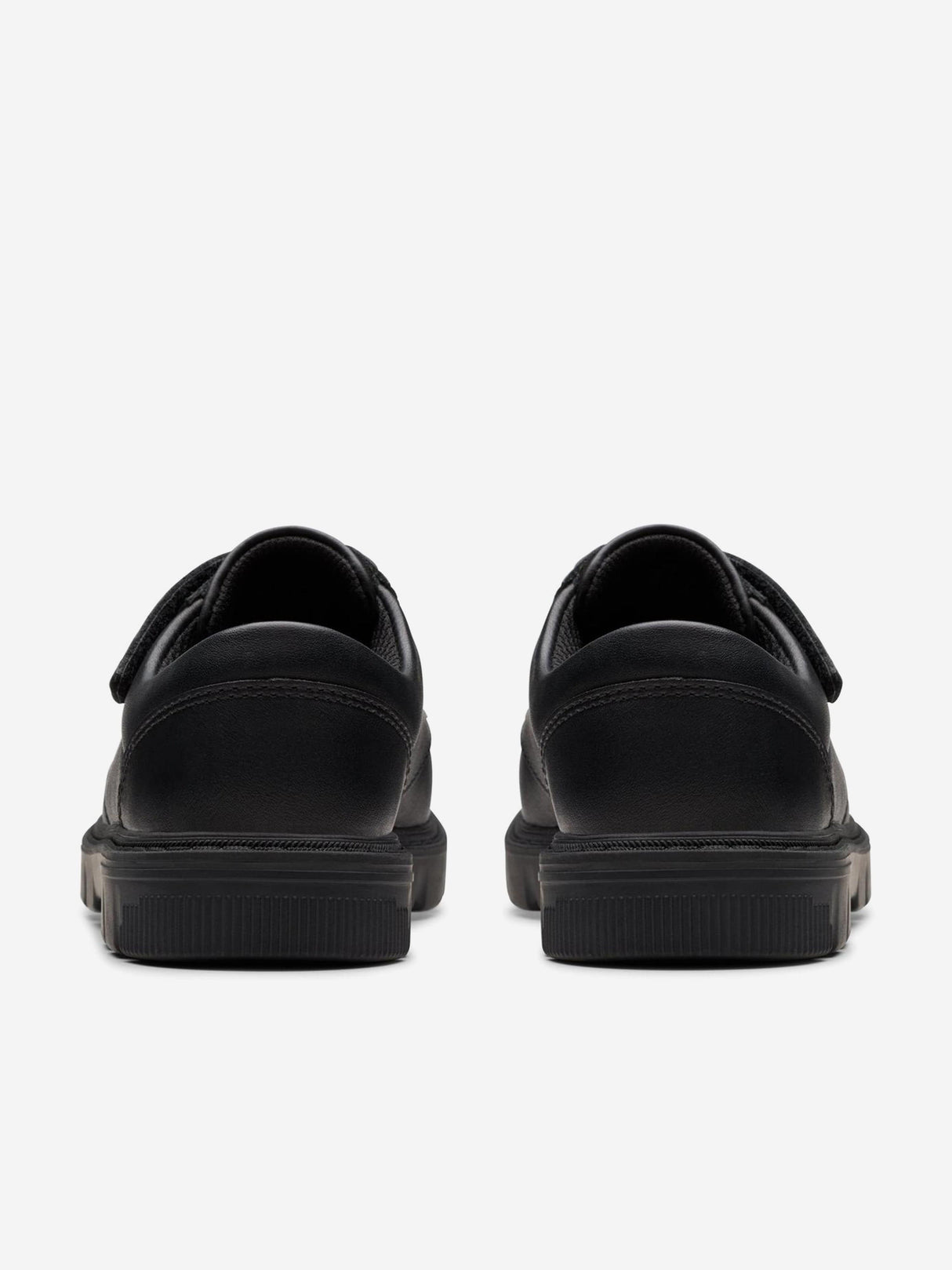 Clarks Boys Leather Lorcam Edge Shoes in Black (Wide Fit)