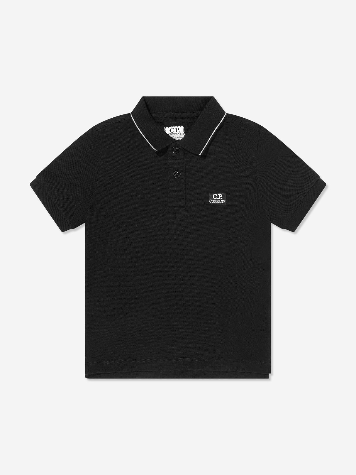 C.P. Company Boys Logo Polo Shirt in Black