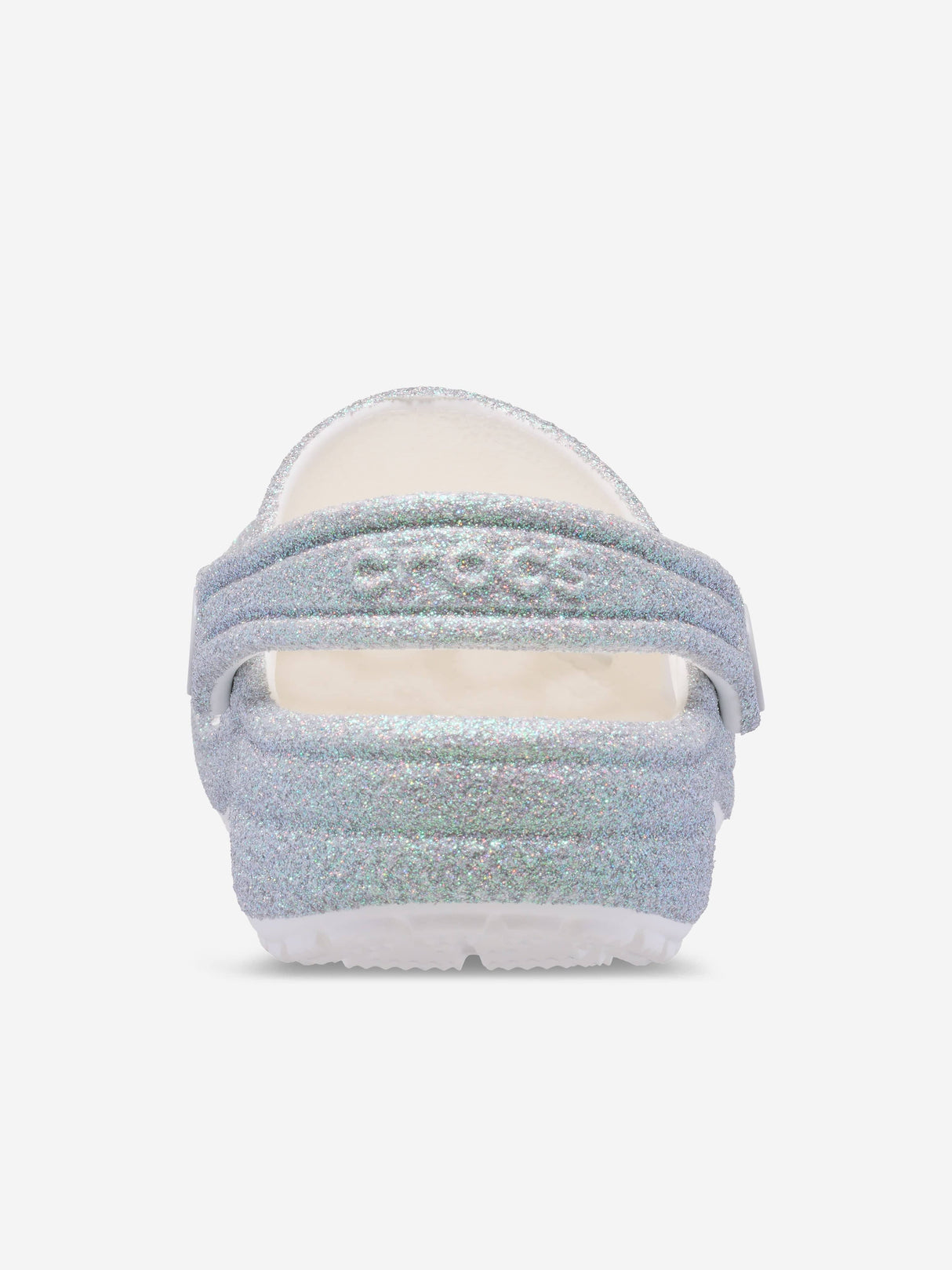 Crocs Girls Classic Iridescent Glitter Clog in White